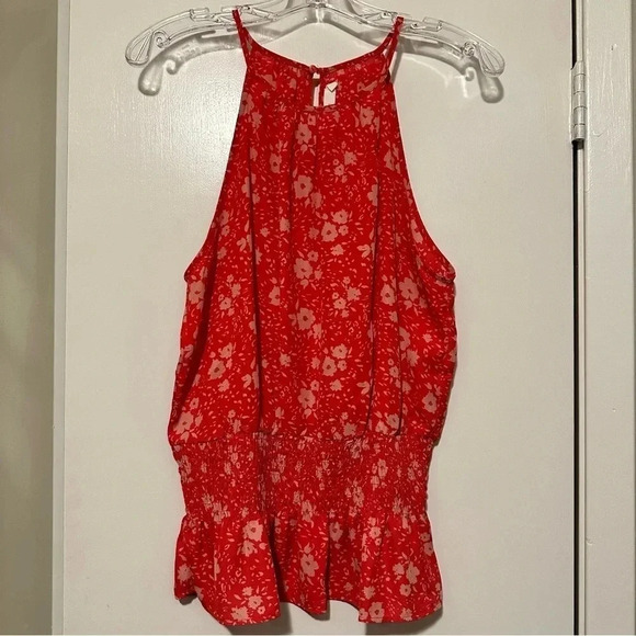 Lush Tops - Lush red floral tank top cinch waist size L